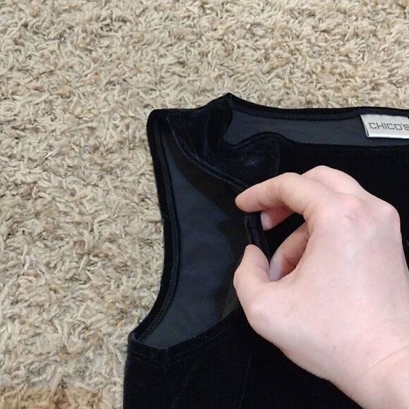 Chico’s Women's Size 2 Solid Black Velvety Stretchy Sleeveless Tank Top - Picture 7 of 10